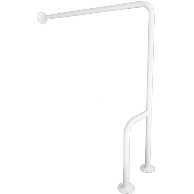 Uchwyt dla niepełnosprawnych mocowany do podłogi i ściany prawy ⌀ 32 80 cm stal biała