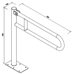 Uchwyt uchylny dla niepełnosprawnych wolnostojący ⌀ 32 70 cm stal matowa