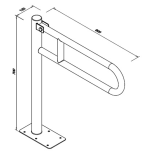 Uchwyt uchylny dla niepełnosprawnych wolnostojący ⌀ 32 60 x 70 cm stal biała