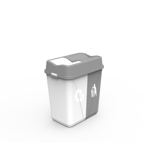 Waste segregation bin 2 x 50 liters plastic white - gray