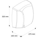 Elektryczna suszarka do rąk MEDIFLOW STAL MATOWA - wymiary