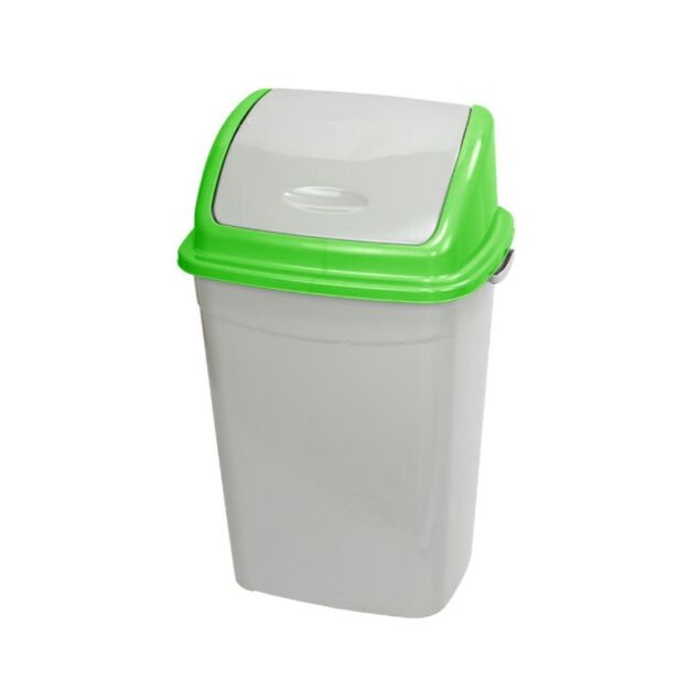 50 liter Plastic Bin with Hinged Lid, Gray-Green