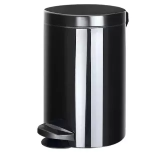 Cubo de basura 12 L Sanitario con pedal, acero color negro