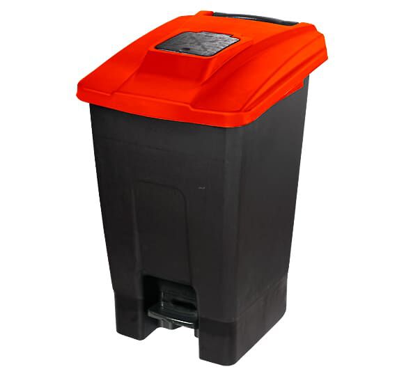 Pedal button opening bin on wheels 110 liters Red