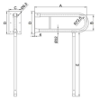 Uchwyt dla niepełnosprawnych uchylny z nogą fi 32 80 cm Faneco stal biała