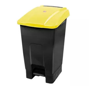 Pedal-operated bin 70 L, graphite-yellow plastic