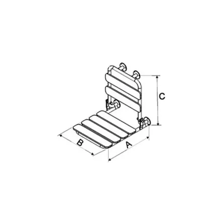 Asiento de ducha plegable con respaldo fi 25 Faneco acero brillante