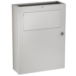 Franke sanitary bin for pads is made of steel.