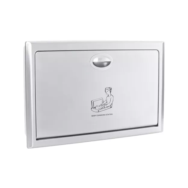 Foldable recessed baby changing station Faneco matte steel