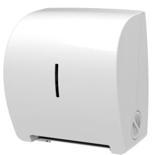 Mechanical Paper Towel Dispenser in White Plastic Roll