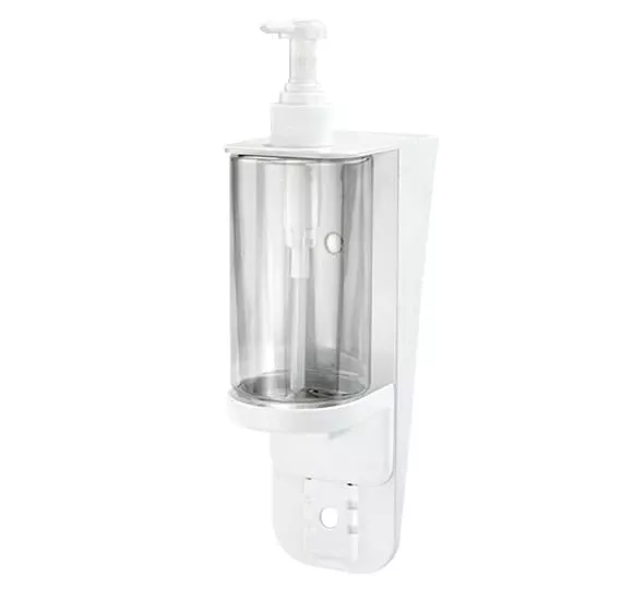 Liquid soap, shampoo, and disinfectant dispenser Sanitario 300 ml, white ABS plastic