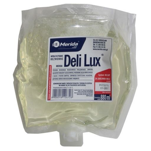 Mydło w pianie bezwonne Merida Deli Lux wkład  880 ml