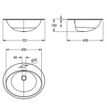 Umywalka stalowa owalna wbudowywana RONDO RNDX451-O mat