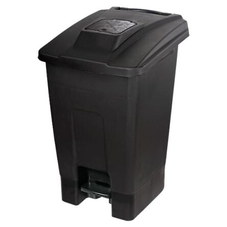 Cubo de basura con pedal y ruedas de 110L Negro