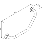 Uchwyt łazienkowy dla niepełnosprawnych kątowy ⌀ 32 30 x 30 cm stal matowa