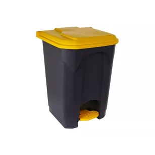 45-liter pedal button opening bin plastic graphite-yellow